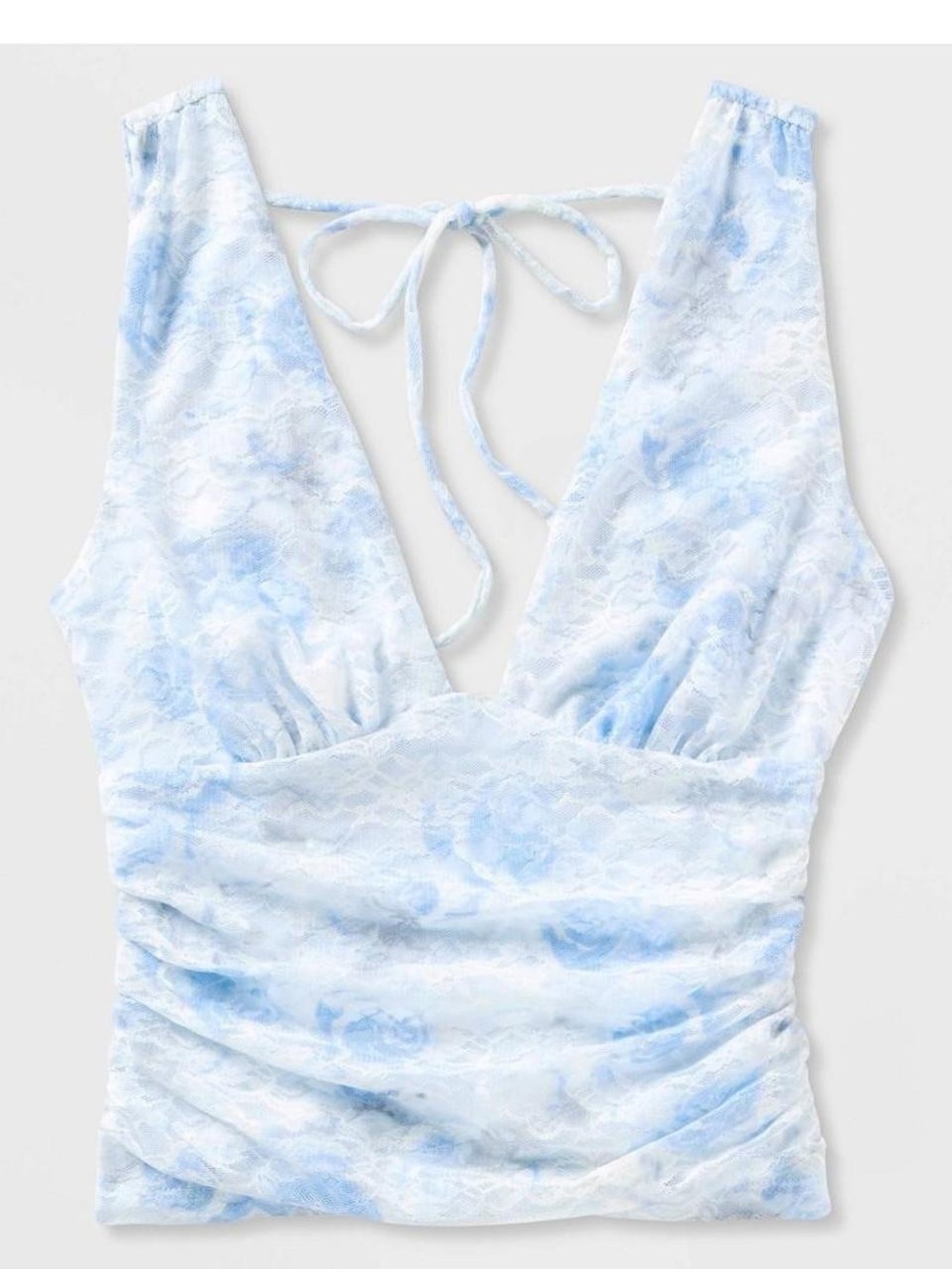 wild fable Light Blue Tie-Back Lace Tank Top